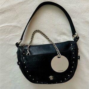VERSACE (100% Authentic)- Vintage Black Leather Handbag